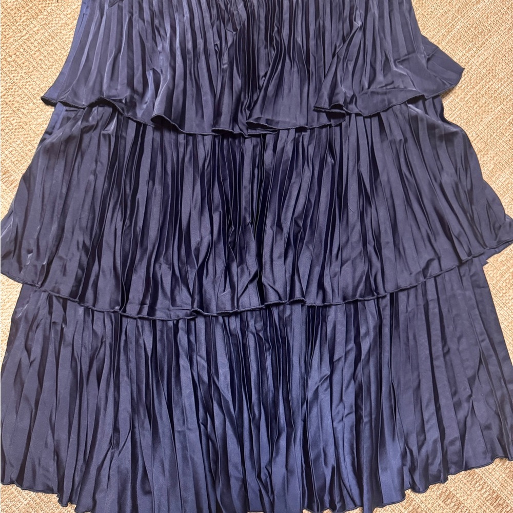 Dainty Jewell’s “Dancing Delight” Navy Pleated Skirt - Picture 2 of 3